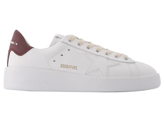 Golden Goose Deluxe Brand Pure Star Sneakers aus weißem und bordeauxrotem Leder Mehrfarben  ref.591935